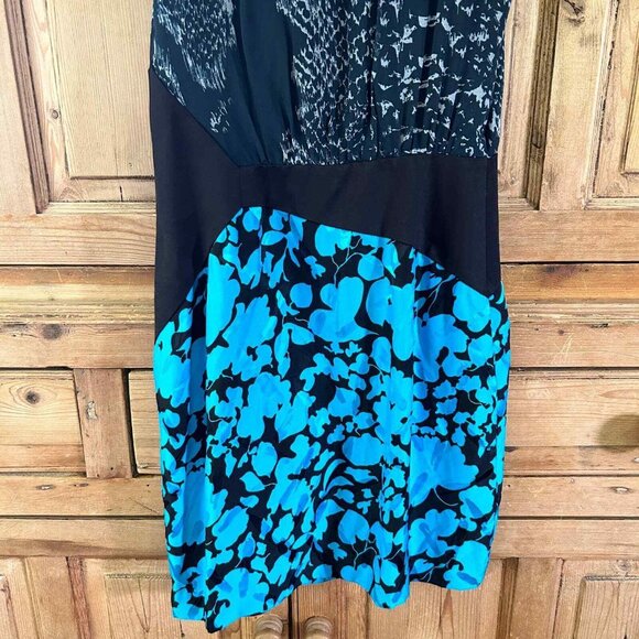 Leifsdottir Anthropologie Silk Mini Sheath Dress Blue Black Floral Womens Size 0 - Picture 7 of 11
